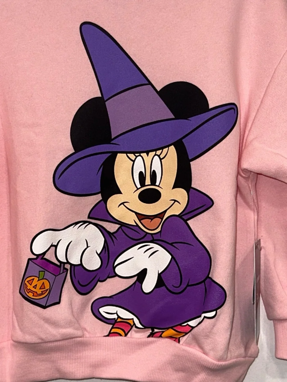 Old Navy x Disney Minnie Mouse Witch Halloween Sweatshirt Pink NEW Sz 5T Pumpkin